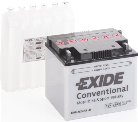 Baterie moto 28ah 280a 12v EXIDE E60-N24AL-B
