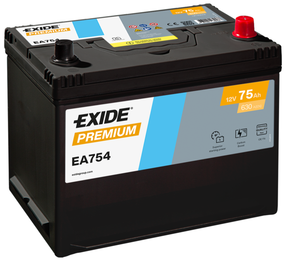 Baterie auto 75ah 630a 12v EXIDE EA754