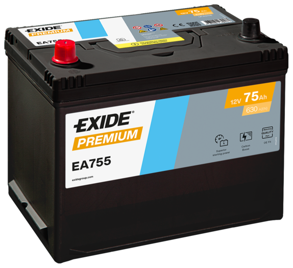 Baterie auto 75ah 630a 12v EXIDE EA755
