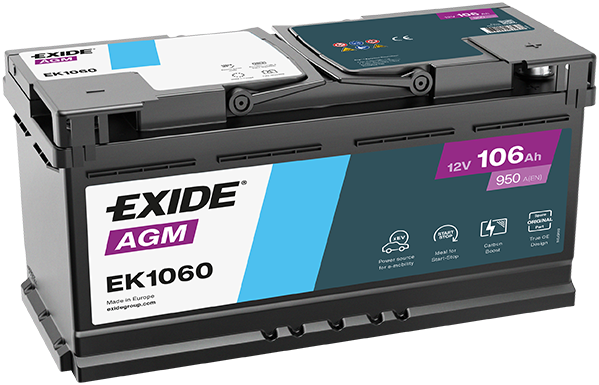 Baterie auto AGM 106ah 950a 12v EXIDE EK1060