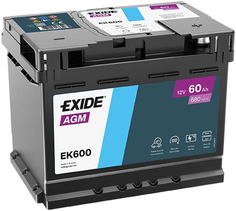 Baterie auto AGM 60ah 680a 12v EXIDE EK600