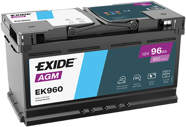 Baterie auto AGM 96ah 850a 12v EXIDE EK960