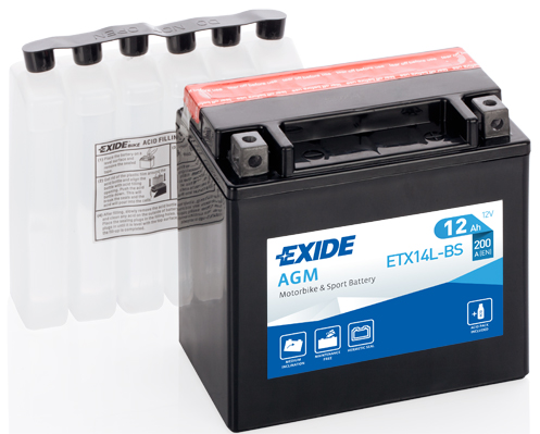 Baterie moto 12ah 200a 12v EXIDE ETX14L-BS