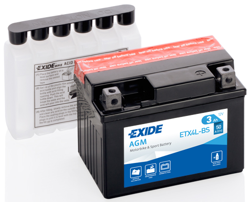 Baterie moto 3ah 50a 12v EXIDE ETX4L-BS