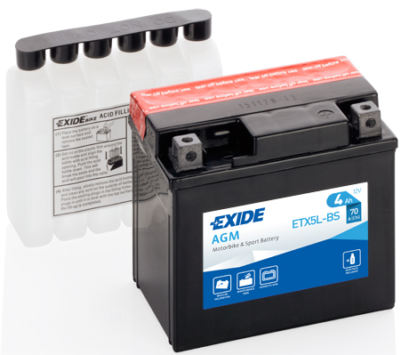 Baterie moto 4ah 70a 12v EXIDE ETX5L-BS
