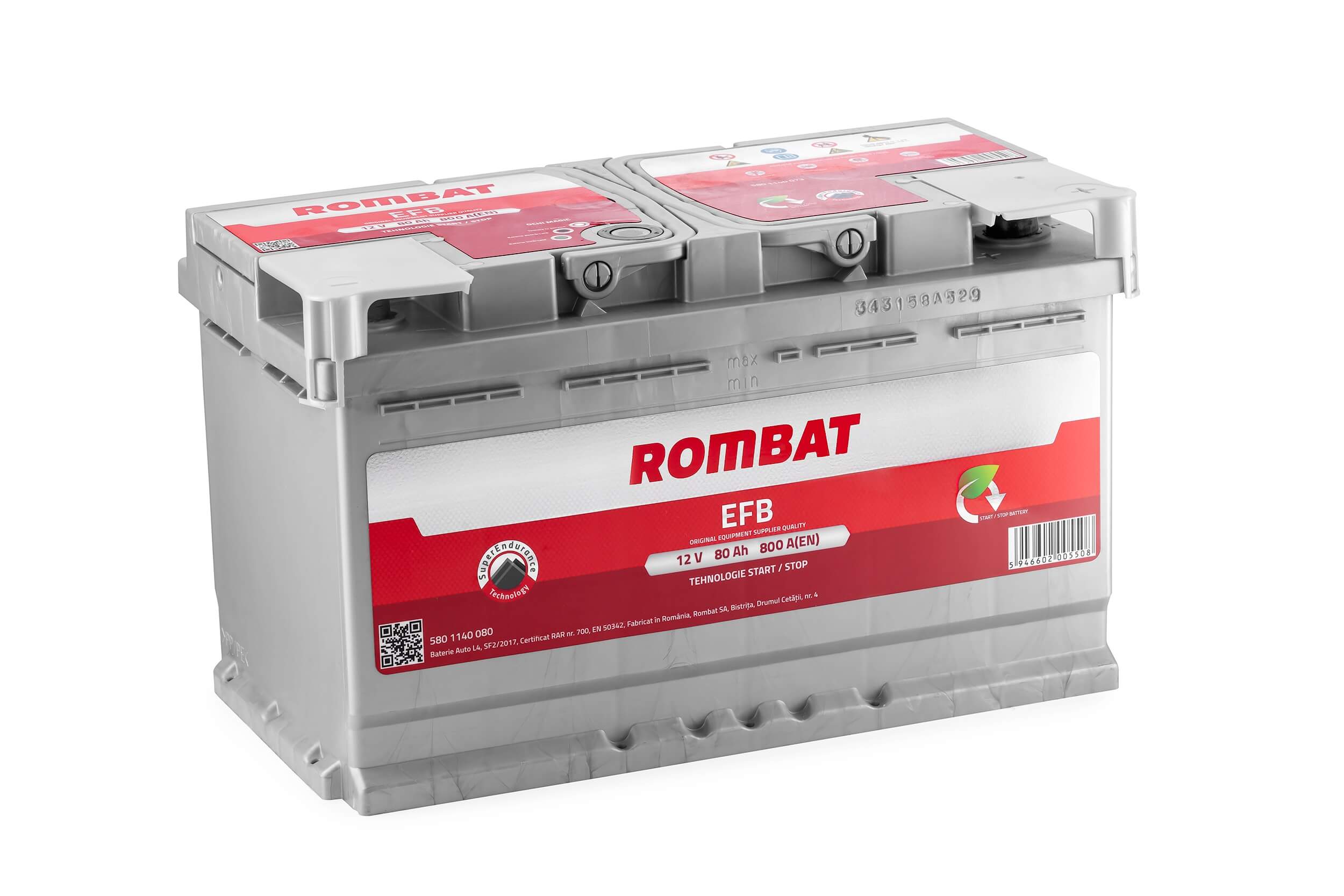 Baterie auto 80ah 800a 12v ROMBAT 580 1140 080