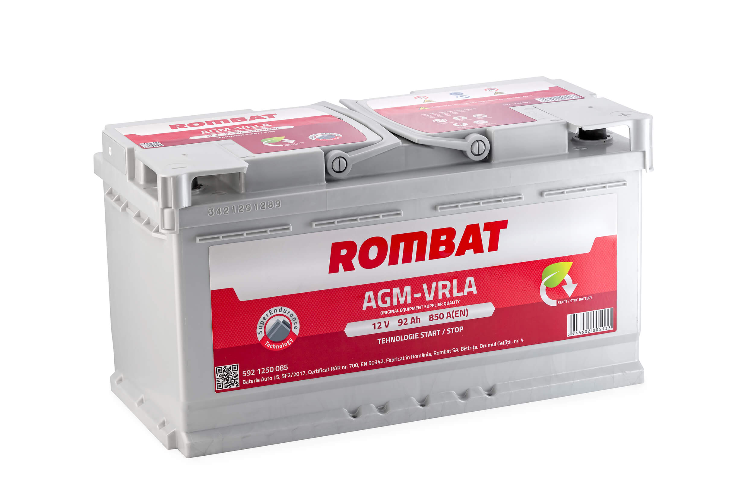 Baterie auto AGM 92ah 850a 12v ROMBAT 592 1250 085