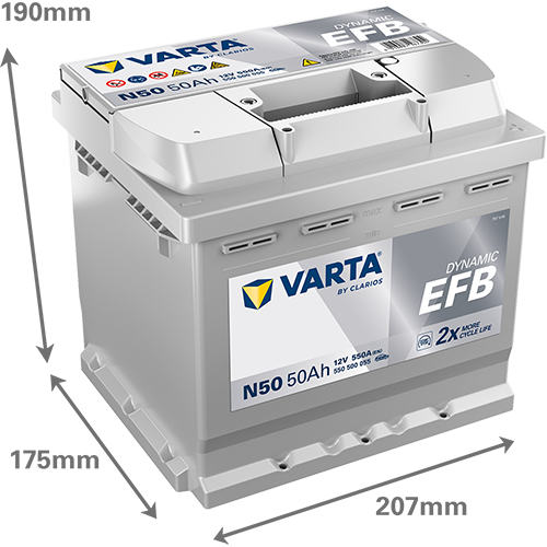 Baterie auto EFB 50ah 550a 12v VARTA 550500055K262