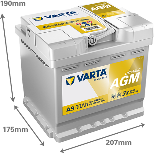 Baterie auto AGM 50ah 540a 12v VARTA 550901054K262