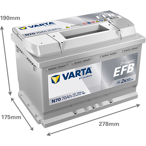 Baterie auto EFB 70ah 760a 12v VARTA 570500076K262