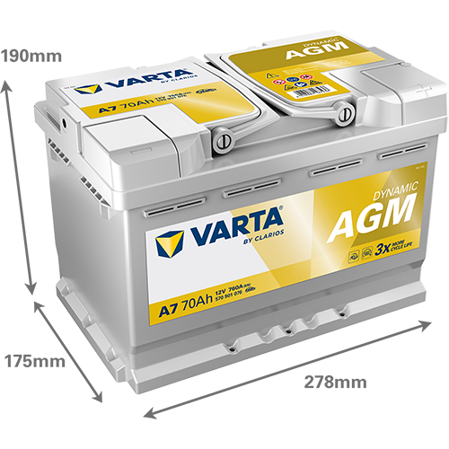 Baterie auto AGM 70ah 760a 12v VARTA 570901076K262
