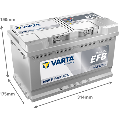 Baterie auto EFB 80ah 800a 12v VARTA 580500080K262