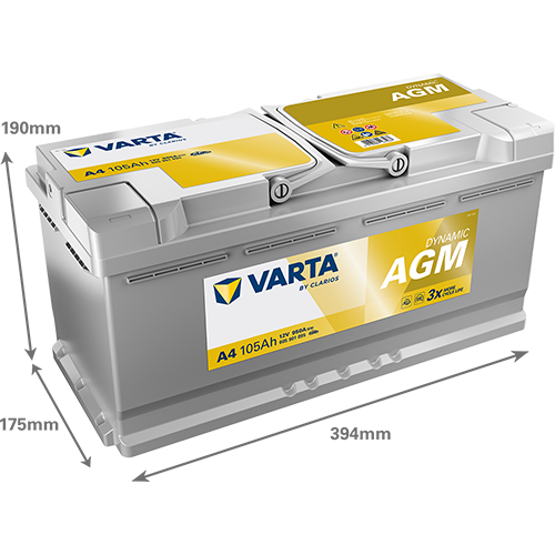 Baterie auto AGM 105ah 950a 12v VARTA 605901095K262